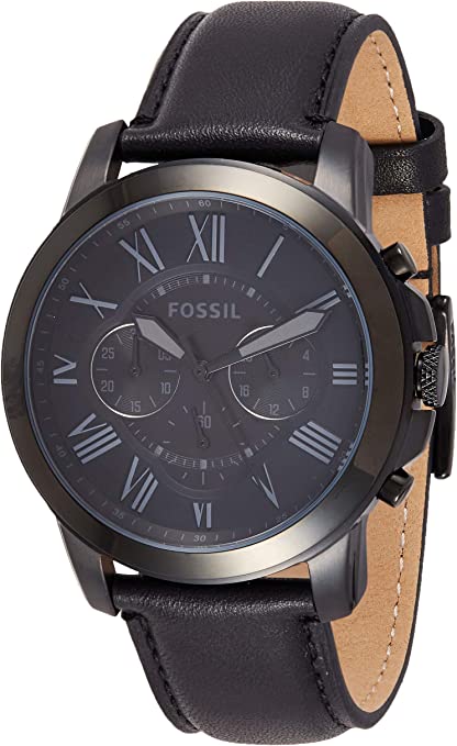 Fossil Grant Chronograph Black Dial Black Leather Strap Watch for Men - FS5132 Buy Now By Fossil
