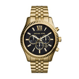 Michael Kors Lexington Chronograph Black Dial Gold Steel Strap Watch for Men - MK8286 Buy Now By Michael Kors