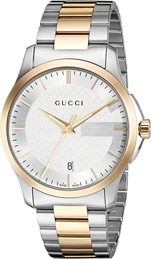 Gucci G Timeless Silver Dial Two Tone Steel Strap Watch For Men - YA126474 Buy Now By Gucci