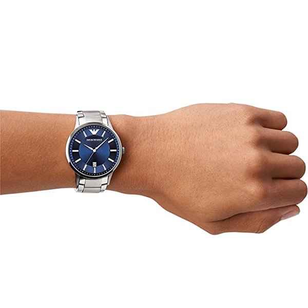 Emporio Armani Renato Blue Dial Silver Steel Strap Watch For Men - AR2477 Buy Now By Emporio Armani