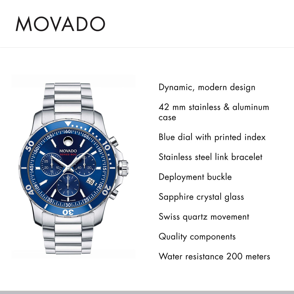 Movado Series 800 Blue Dial Silver Steel Strap Watch for Men - 2600151 Buy Now By Movado