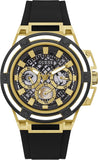 Guess Matrix Multifunction Gold Dial Black Rubber Strap Watch For Men - GW0423G2 Buy Now By Guess
