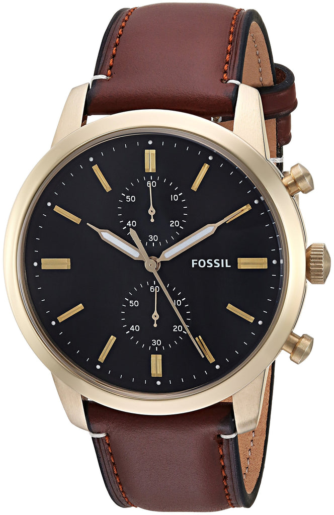 Fossil Townsman Chronograph Black Dial Brown Leather Strap Watch for Men - FS5338 Buy Now By Fossil