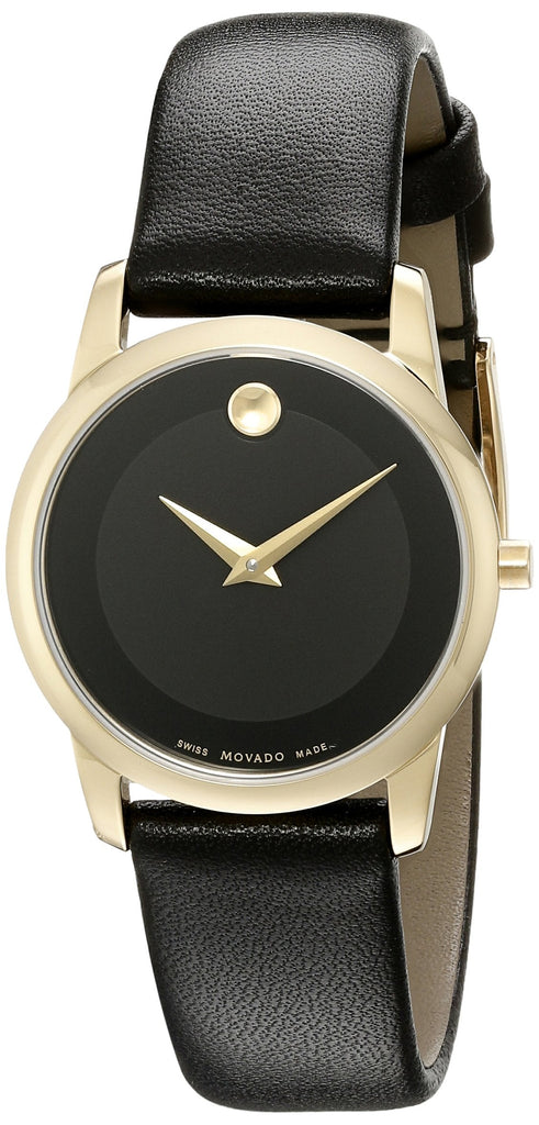 Movado Museum Classic Black Dial Black Leather Strap Watch For Women - 0606877 Buy Now By Movado