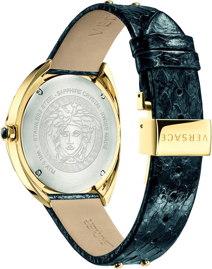 Versace Shadov Gold Dial Green Leather Strap Watch For Women - VEBM01018 Buy Now By Versace