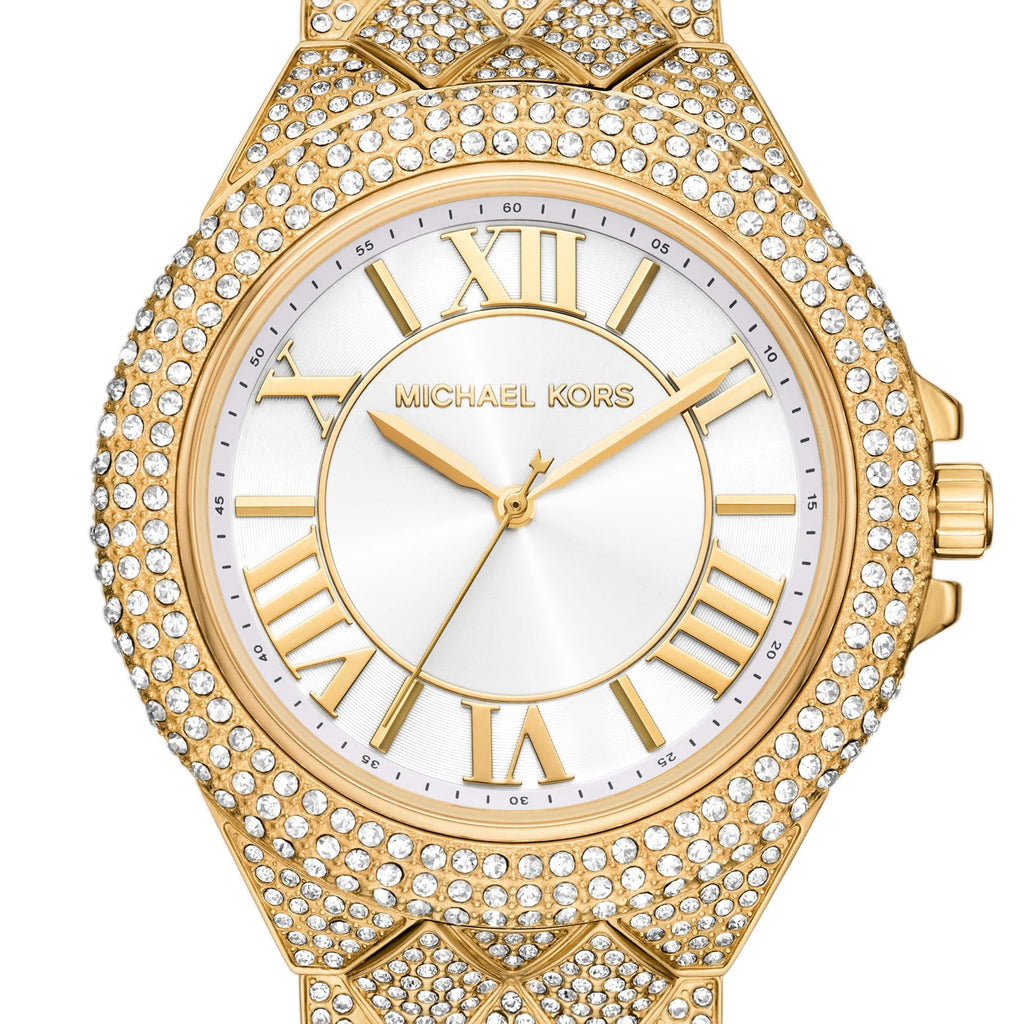 Michael Kors Camille Three-Hand Crystals White Dial Gold Steel Strap Watch for Women - MK4800 Buy Now By Michael Kors