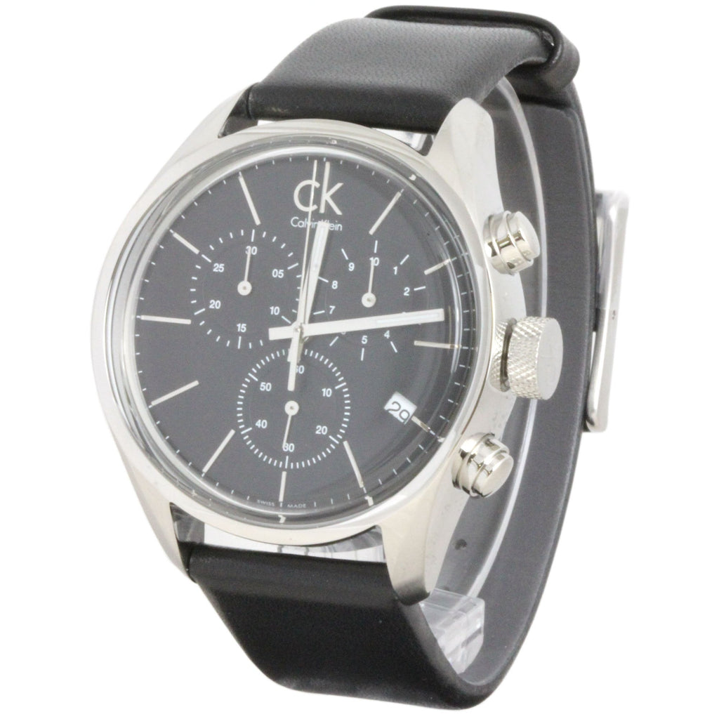Calvin Klein Masculine Chronograph Black Dial Black Leather Strap Watch for Men - K2H27102 Buy Now By Calvin Klein
