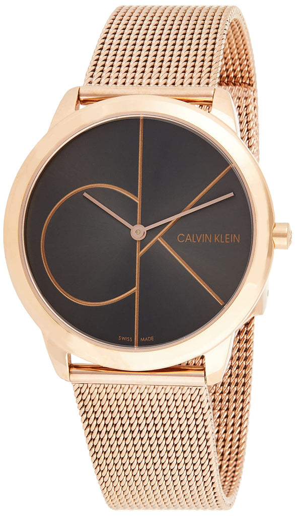 Calvin Klein Minimal Black Dial Rose Gold Mesh Bracelet Watch for Men - K3M21621 Buy Now By Calvin Klein