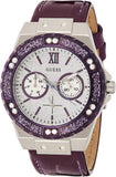Guess Limelight Quartz Silver Dial Purple Leather Strap Watch For Women - W0775L6 Buy Now By Guess