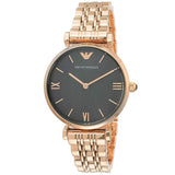 Emporio Armani Gianni T-Bar Black Dial Rose Gold Strap Watch For Women - AR11145 Buy Now By Emporio Armani