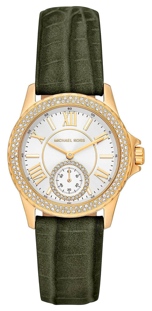 Michael Kors Mini Everest Crystals White Dial Green Leather Strap Watch for Women - MK4720 Buy Now By Michael Kors