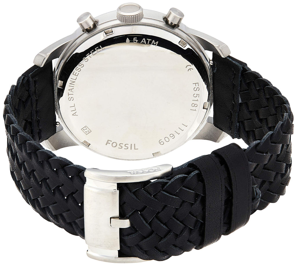 Fossil Pilot 54 Chronograph Black Dial Black Leather Strap Watch for Men - FS5181 Buy Now By Fossil