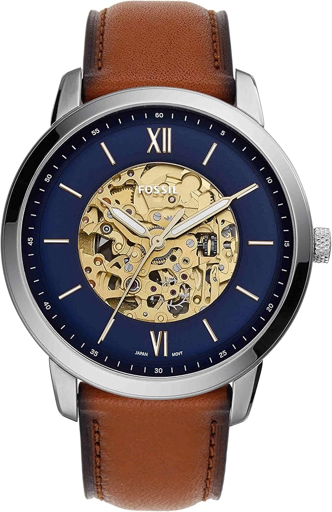 Fossil Neutra Automatic Luggage Skeleton Blue Dial Brown Leather Strap Watch for Men - ME3160 Buy Now By Fossil