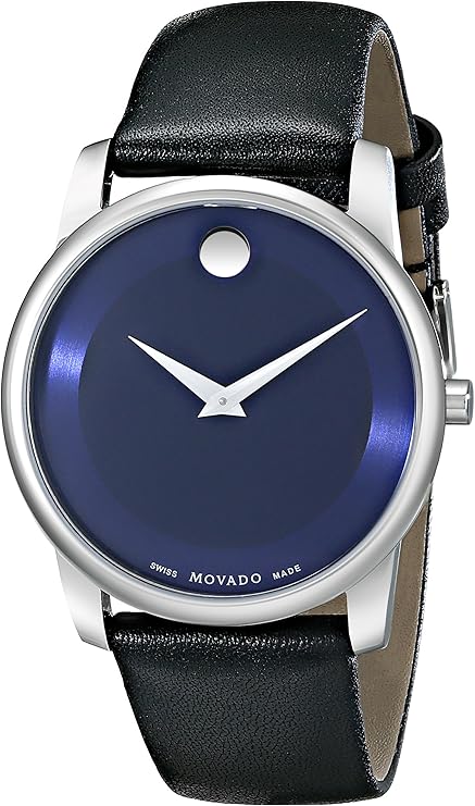 Movado Museum Classic Blue Dial Black Leather Strap Watch for Men - 606610 Buy Now By Movado