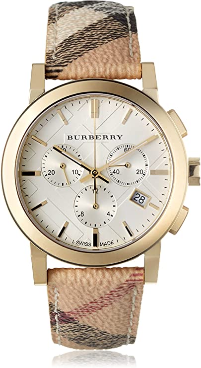 Burberry The City White Dial Haymarket Beige Leather Strap Watch for Women - BU9752 Buy Now By Burberry