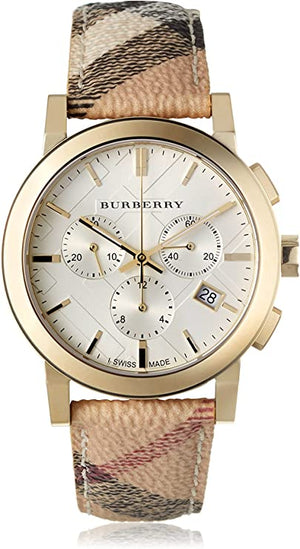 Burberry The City White Dial Haymarket Beige Leather Strap Watch for Women - BU9752 Buy Now By Burberry