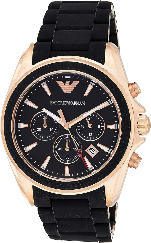 Emporio Armani Sigma Chronograph Black Dial Black SIlicon Strap Watch For Men - AR6066 Buy Now By Emporio Armani