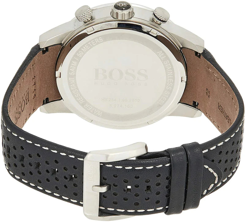 Hugo Boss Rafale Chronograh Quartz White Dial Black Leather Strap Watch For Men - HB1513403 Buy Now By Hugo Boss