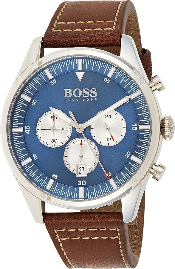 Hugo Boss Pioneer Chronograph Blue Dial Brown Leather Strap Watch For Men - 1513709 Buy Now By Hugo Boss