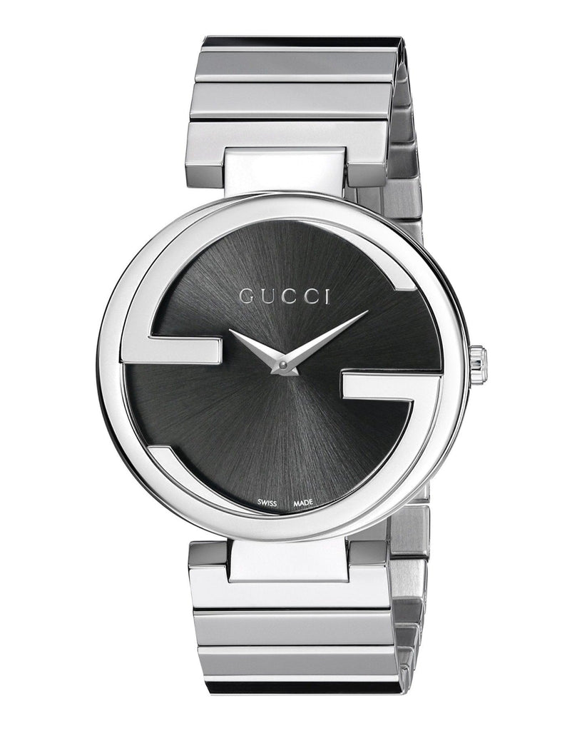 Gucci G Interlocking Black Dial Silver Steel Strap Watch For Women - YA133307 Buy Now By Gucci
