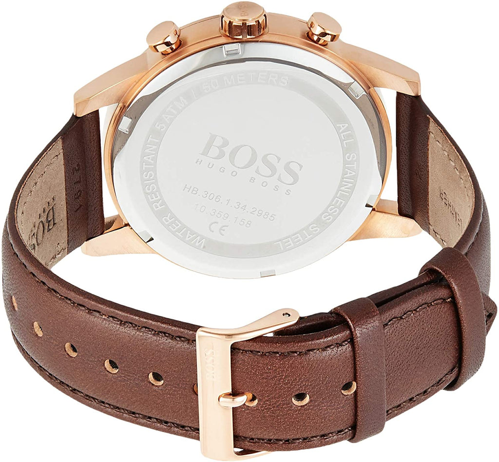 Hugo Boss Navigator Grey Dial Brown Leather Strap Watch for Men - 1513496 Buy Now By Hugo Boss