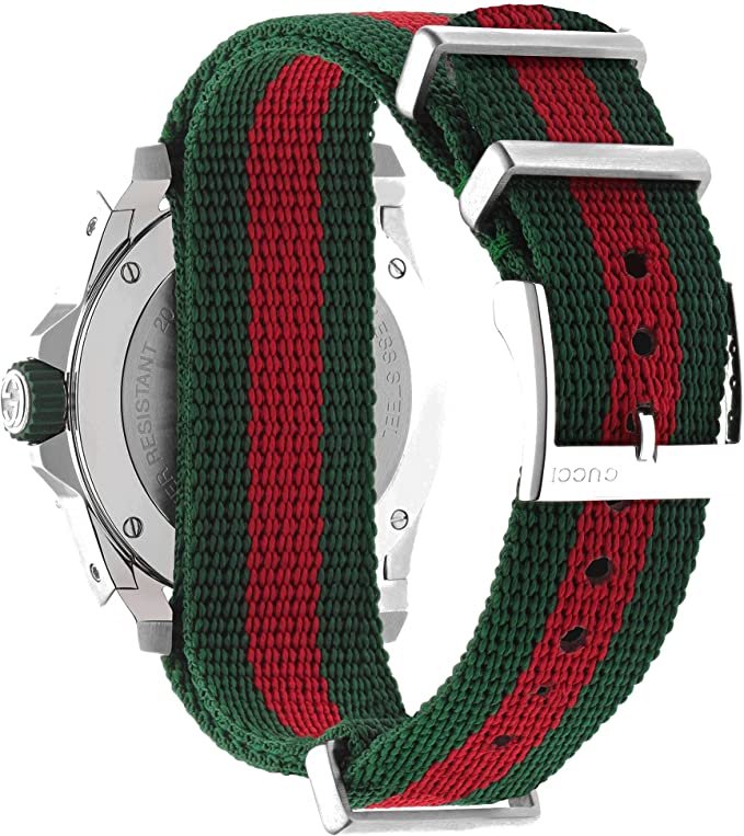 Gucci Dive Quartz Green Dial Two Tone NATO Strap Watch For Men - YA136339 Buy Now By Gucci