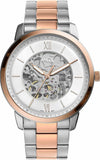 Fossil Neutra Automatic Skeleton White Dial Two Tone Steel Strap Watch for Men - ME3196 Buy Now By Fossil