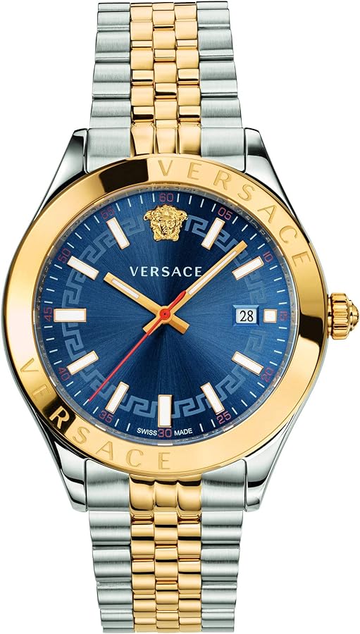 Versace Hellenyium Quartz Blue Dial Two Tone Steel Strap Watch for Men - VEVK00520 Buy Now By Versace