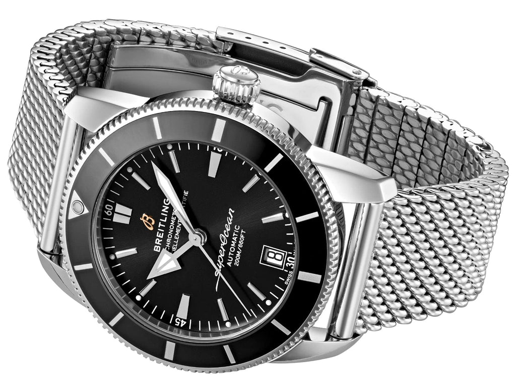Breitling Superocean Heritage B20 Automatic 42 Black Dial Silver Mesh Bracelet Watch for Men - AB2010121B1A1 Buy Now By Breitling