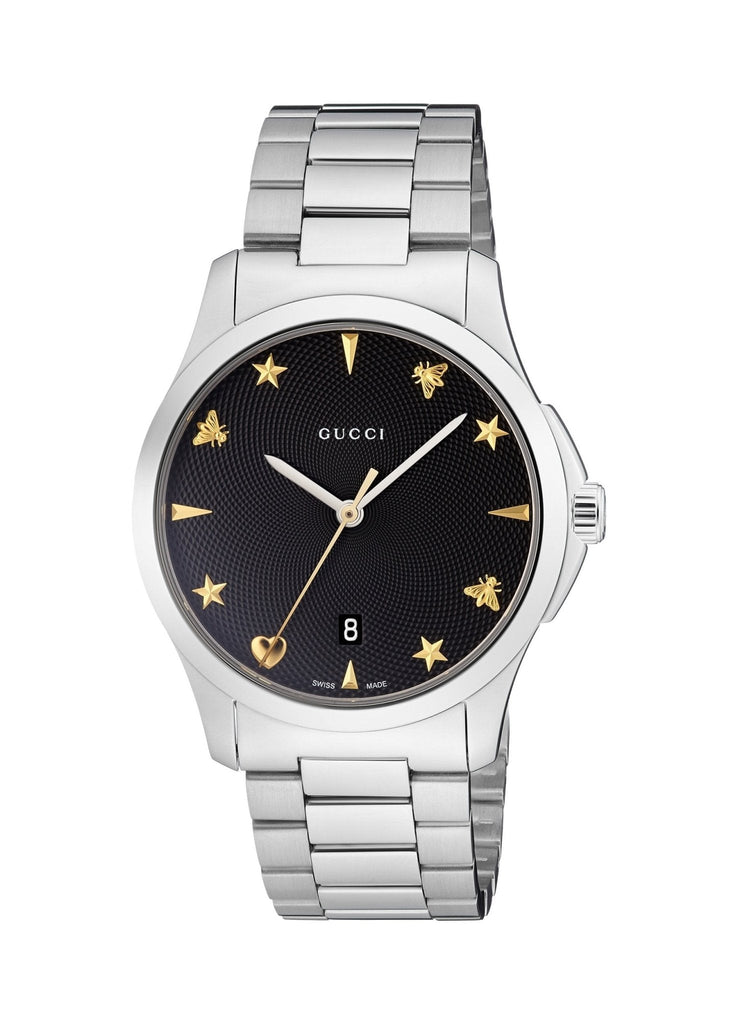 Gucci G Timeless Black Dial Silver Steel Strap Watch For Women - YA1264029 Buy Now By Gucci