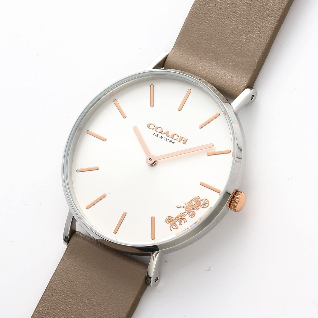 Coach Perry Silver Dial Light Brown Leather Strap Watch for Women - 14503119 Buy Now By Coach