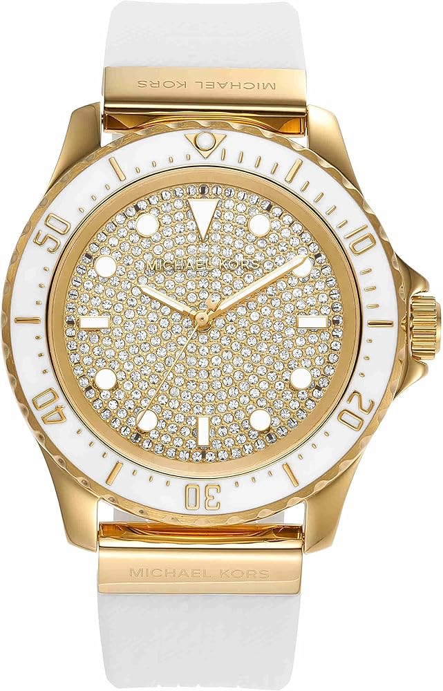 Michael Kors Everest Analog Gold Dial White Silicone Strap Watch For Women - MK7357 Buy Now By Michael Kors