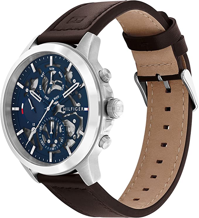 Tommy Hilfiger Henry Chronograph Blue Dial Brown Leather Strap Watch For Men -1710476 Buy Now By Tommy Hilfiger