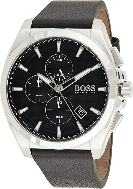 Hugo Boss Grandmaster Chronograph Black Dial Black Leather Strap Watch for Men - 1513881 Buy Now By Hugo Boss