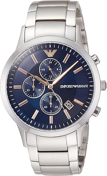 Emporio Armani Renato Chronograph Blue Dial Silver Steel Strap Watch For Men - AR11458 Buy Now By Emporio Armani