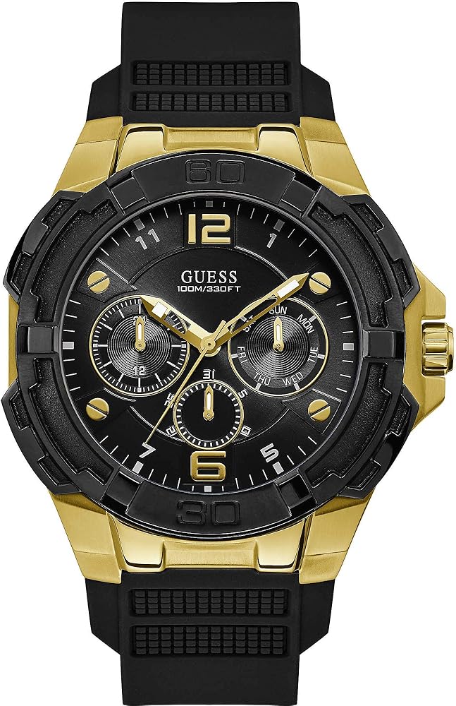 Guess Genesis Chronograph Black Dial Black Silicone Strap Watch For Men - GW0100G1 Buy Now By Guess