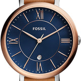 Fossil Jacqueline Three Hand Date Luggage Blue Dial Brown Leather Strap Watch for Women - ES4274 Buy Now By Fossil