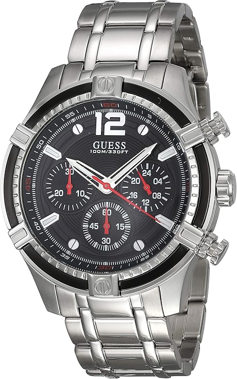Guess Circuit Chronograph Black Dial Silver Steel Strap Watch For Men - W0968G1 Buy Now By Guess