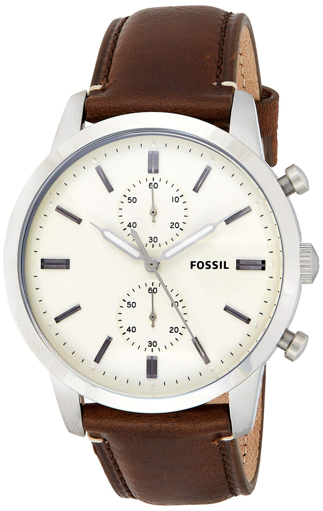 Fossil Townsman Chronograph White Dial Brown Leather Strap Watch for Men - FS5350 Buy Now By Fossil