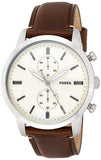 Fossil Townsman Chronograph White Dial Brown Leather Strap Watch for Men - FS5350 Buy Now By Fossil