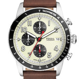 Fossil Sport Tourer Chronograph White Dial Brown Leather Strap Watch for Men - FS6042 Buy Now By Fossil