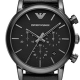 Emporio Armani Luigi Chronograph Black Dial Black Leather Strap Watch For Men - AR1737 Buy Now By Emporio Armani