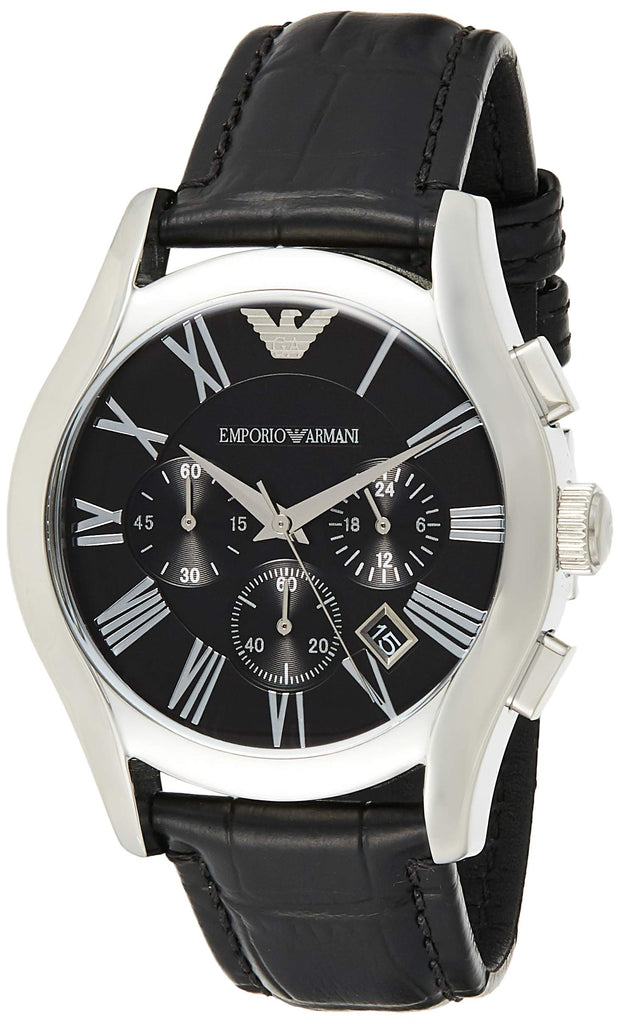 Emporio Armani Valente Chronograph Black Dial Black Leather Strap Watch For Men - AR1633 Buy Now By Emporio Armani
