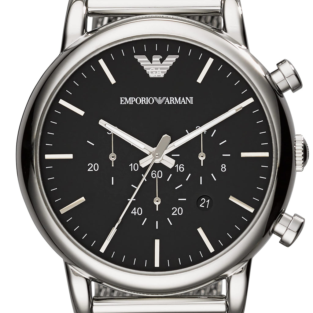 Emporio Armani Classic Chronograph Black Dial Silver Mesh Bracelet Watch For Men - AR1808 Buy Now By Emporio Armani