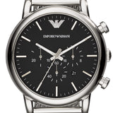 Emporio Armani Classic Chronograph Black Dial Silver Mesh Bracelet Watch For Men - AR1808 Buy Now By Emporio Armani