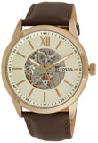 Fossil Flynn Mechanical Skeleton Beige Dial Brown Leather Strap Watch for Men - BQ2215 Buy Now By Fossil
