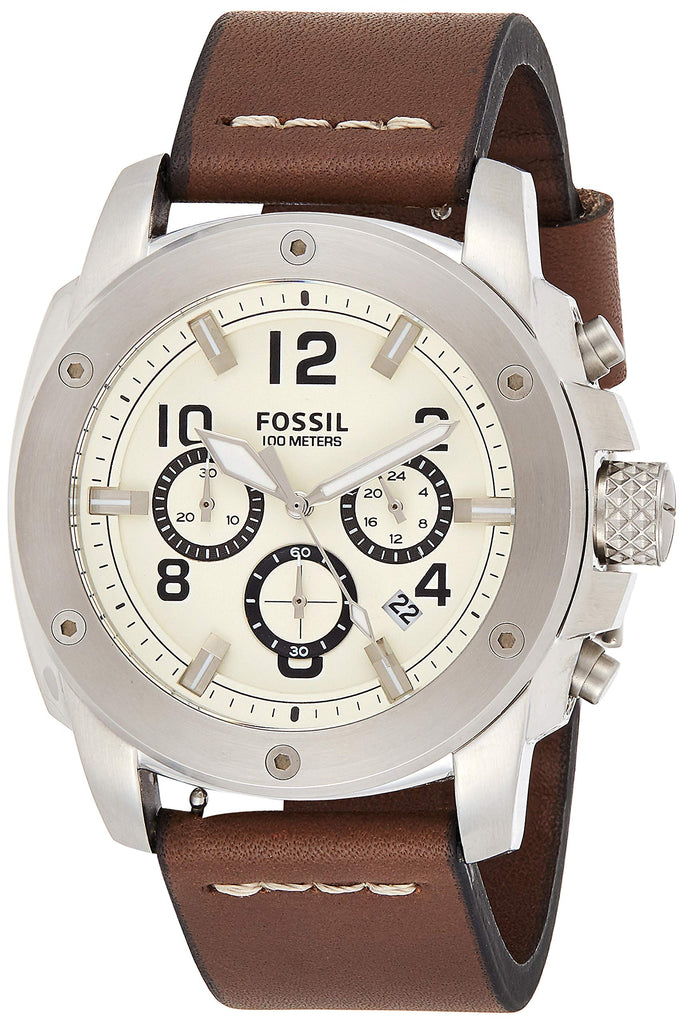 Fossil Modern Machine White Dial Brown Leather Strap Watch for Men - FS4929 Buy Now By Fossil