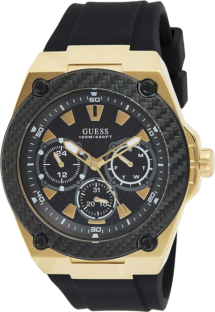 Guess Legacy Black Dial Black Rubber Strap Watch for Men - W1049G5 Buy Now By Guess