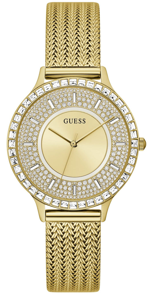 Guess Soiree Diamonds Gold Dial Gold Mesh Bracelet Watch for Women - GW0402L2 Buy Now By Guess