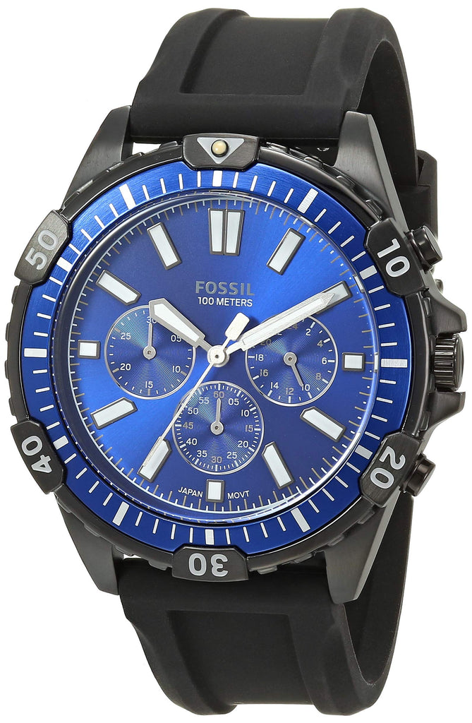 Fossil Garrett Chronograph Blue Dial Black Rubber Strap Watch for Men - FS5695 Buy Now By Fossil